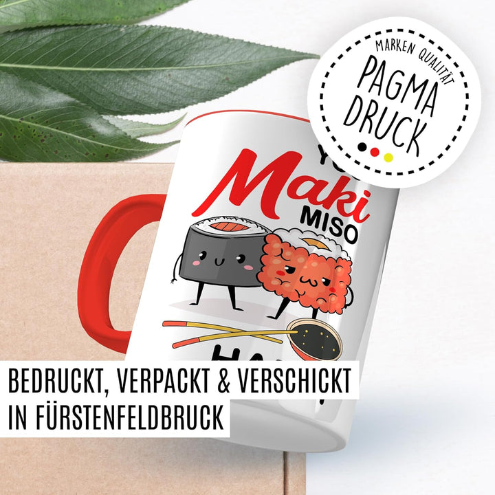 Sushi Tasse mit Spruch – Geschenk You maki miso happy – Kaffeetasse 330ml aus Keramik – Asien asiati