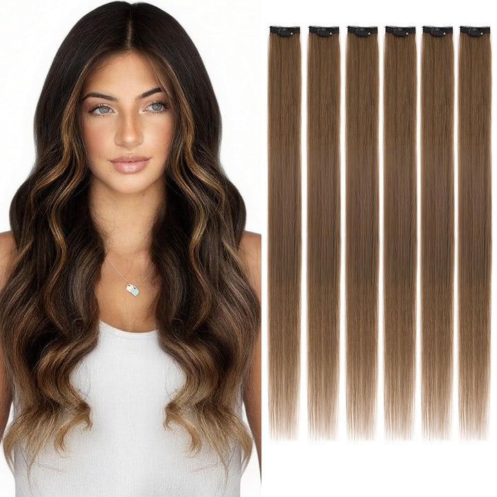 Benehair Clip in Extensions Echthaar 6 Stück, 25CM Single Clip Echthaar Extension Highlights für Fra
