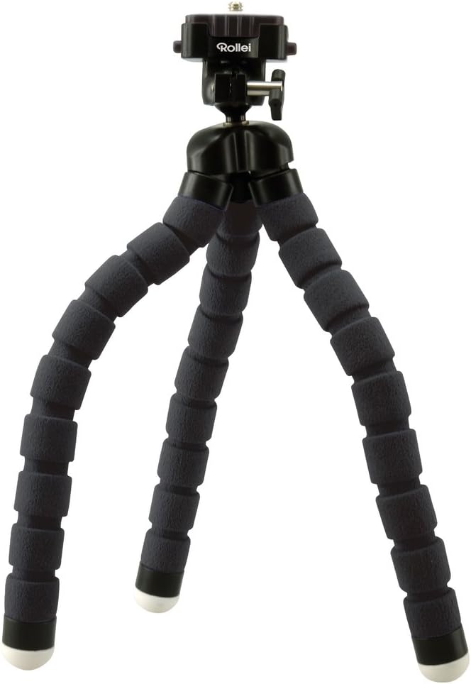 Rollei Smartphone Stativ Traveler - Schwarz &amp; Monkey Pod - Biegsames Mini Stativ mit flexiblen Beine