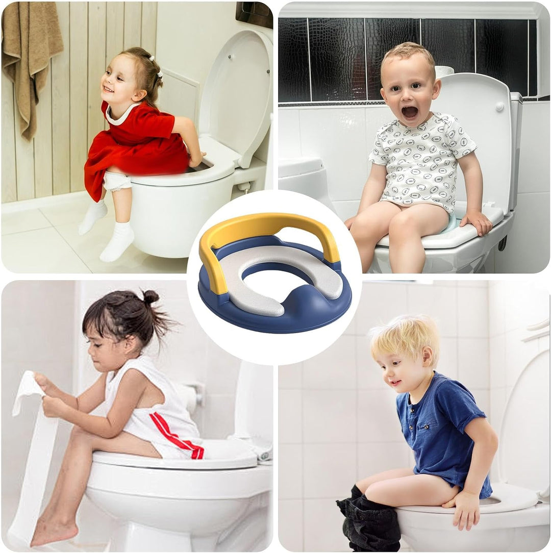 Toilettensitz Kinder mit Griffen und weicher Unterlage, Toilettenaufsatz Toilettensitzaufsatz für Ju