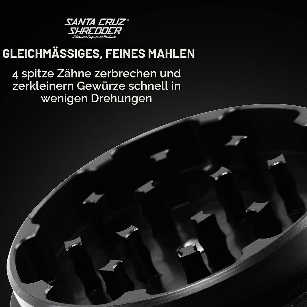 Santa Cruz Shredder Kräutermühle aus Metall, gerändelte Oberseite für stärkeren Halt, 3-teilig, gros