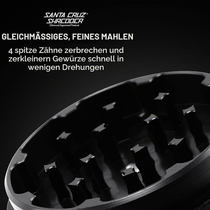 Santa Cruz Shredder Kräutermühle aus Metall, gerändelte Oberseite für stärkeren Halt, 3-teilig, gros