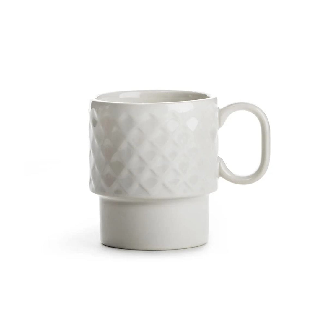 Sagaform Coffee & More Kaffeebecher 2-teilig aus Steinzeug in der Farbe Weiss 25cl, Masse: 12cm x 8c