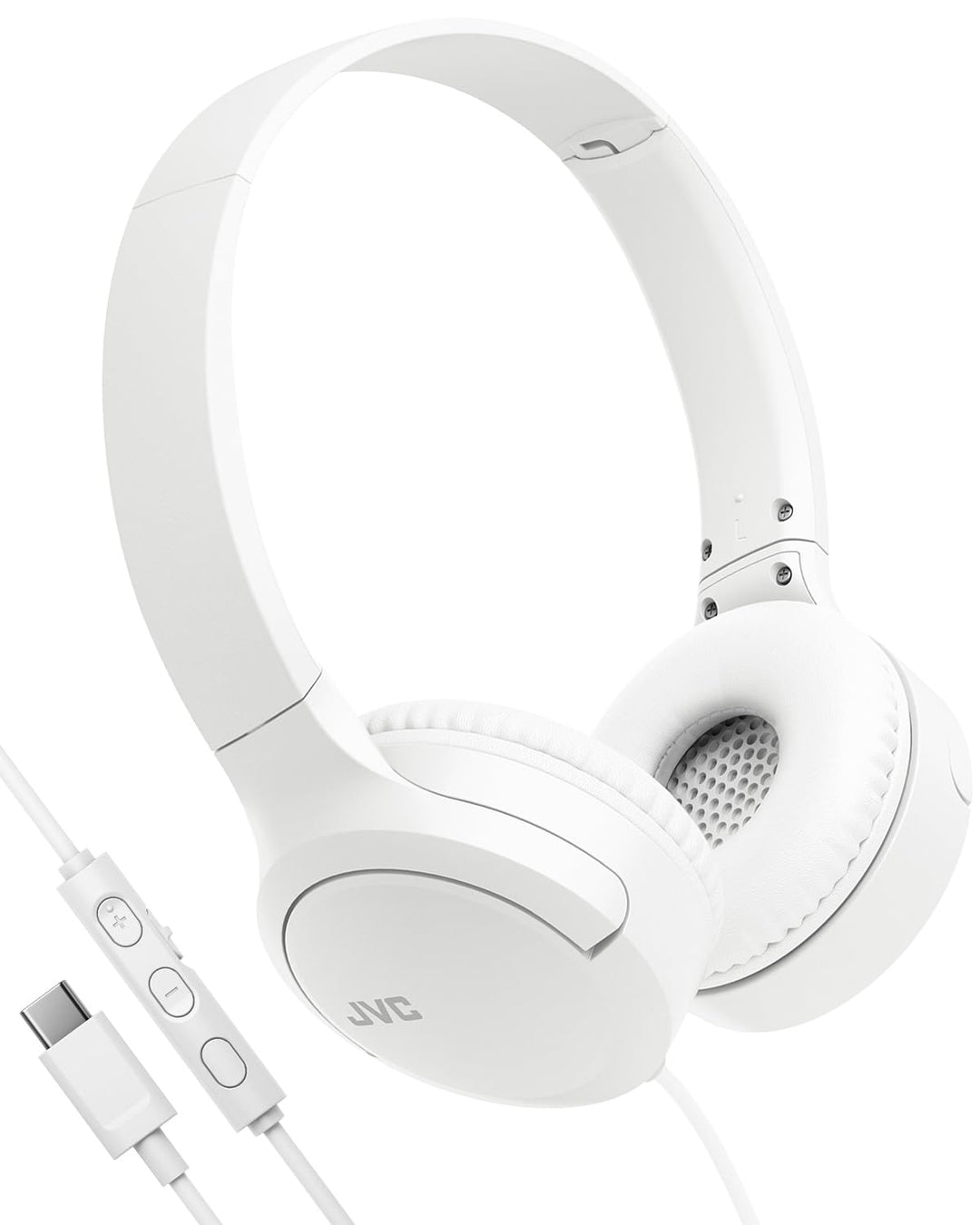 JVC HA-S33UC-W USB-C On-Ear-Kopfhörer, weiche Ohrpolster, faltbar, mit Mikrofon &amp; 3-Tasten-Fernbedie