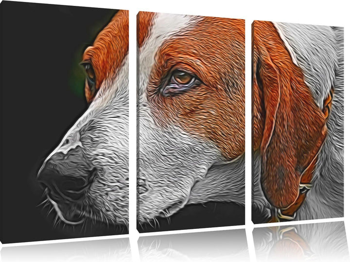 hübscher Hund im Seitenprofil NewArt 3-Teiler Leinwandbild 120x80 Bild auf Leinwand, XXL riesige Bil