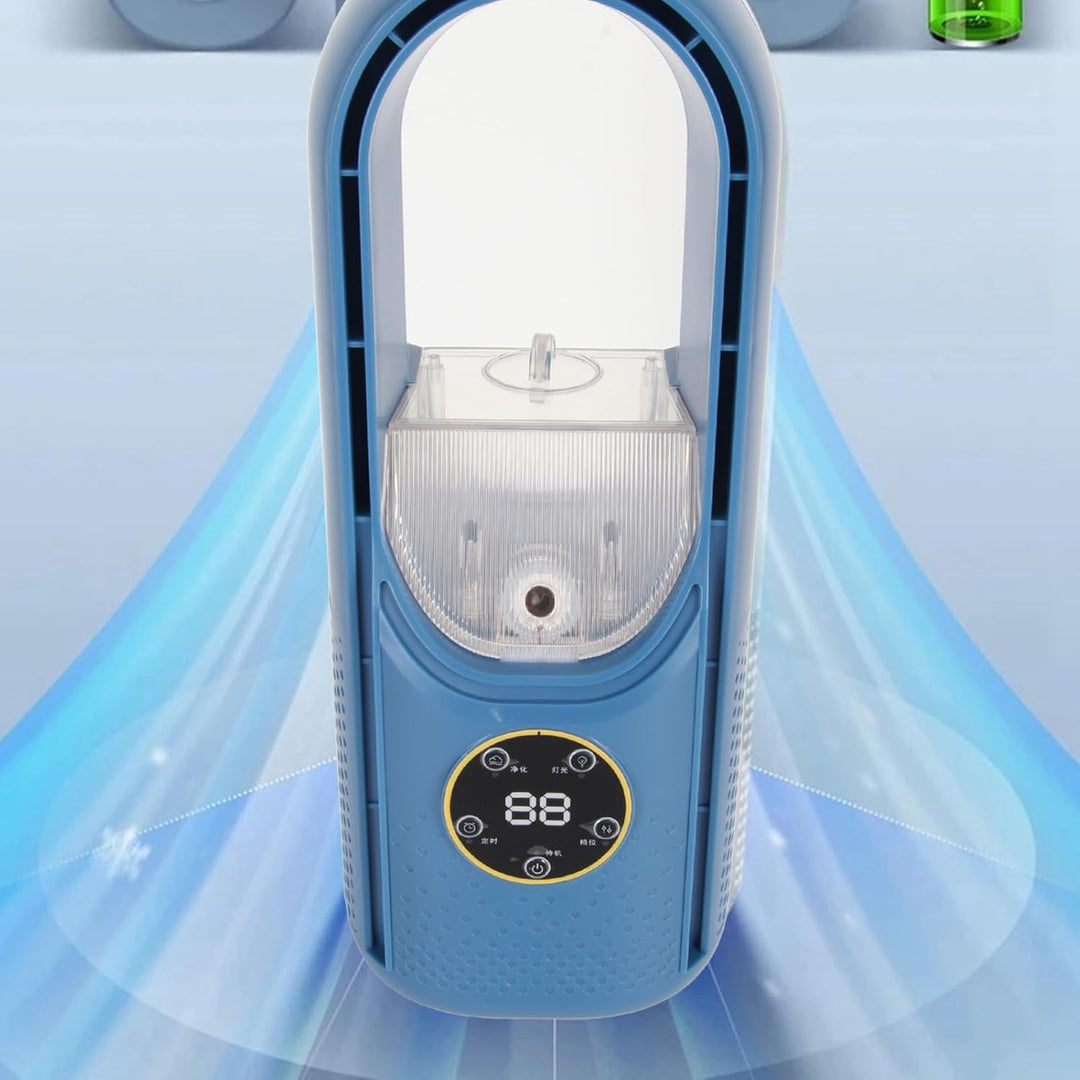 Flügelloser Tischventilator, Flügelloser Ventilator mit USB-betriebenem LED-Licht, 6 Geschwindigkeit