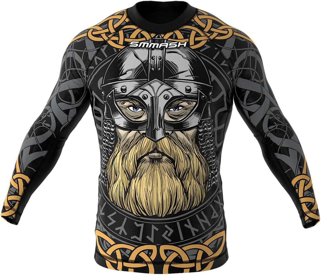 SMMASH Langarmes Rashguard für Herren, Funktionsshirt MMA BJJ Kickboxen Thai Box Cross-Training Fitn