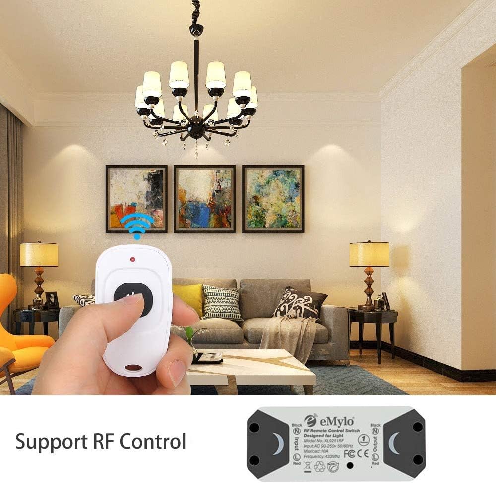 eMylo Smart Wireless RF Fernsteuerungsschalter 220V Relais 1000W Ein 1-Kanal-HF-Relaisschalter 90-25