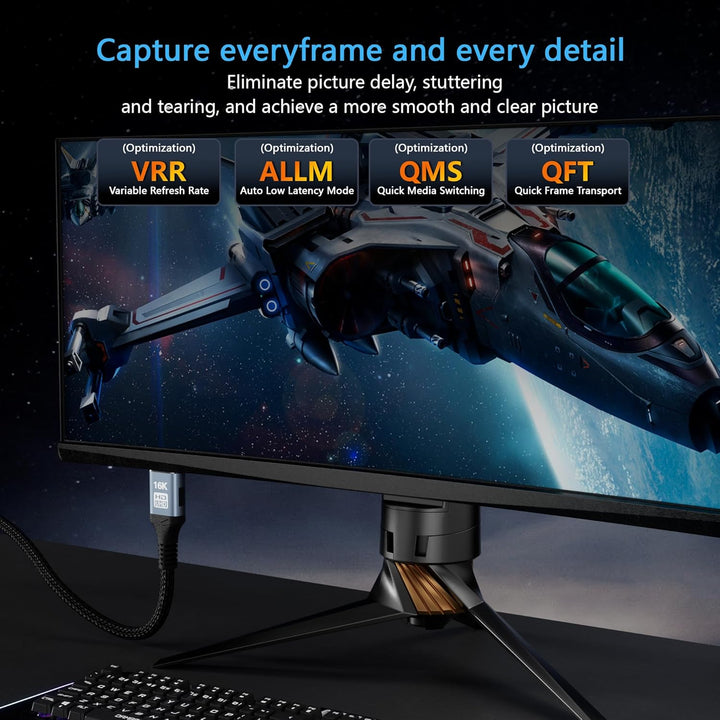 CAKOBLE HDMI 2.2 Kabel 2m, [2 Stück 2m] 96Gbps Ultra-High-Speed, 16K,12K/10K, 8K, 4K@120Hz@240Hz@480
