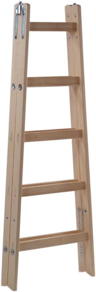Systafex® Leiter Doppelstufenleiter Malerleiter Elektrikerleiter Stehleiter Holzleiter (5 Stufen) 1,