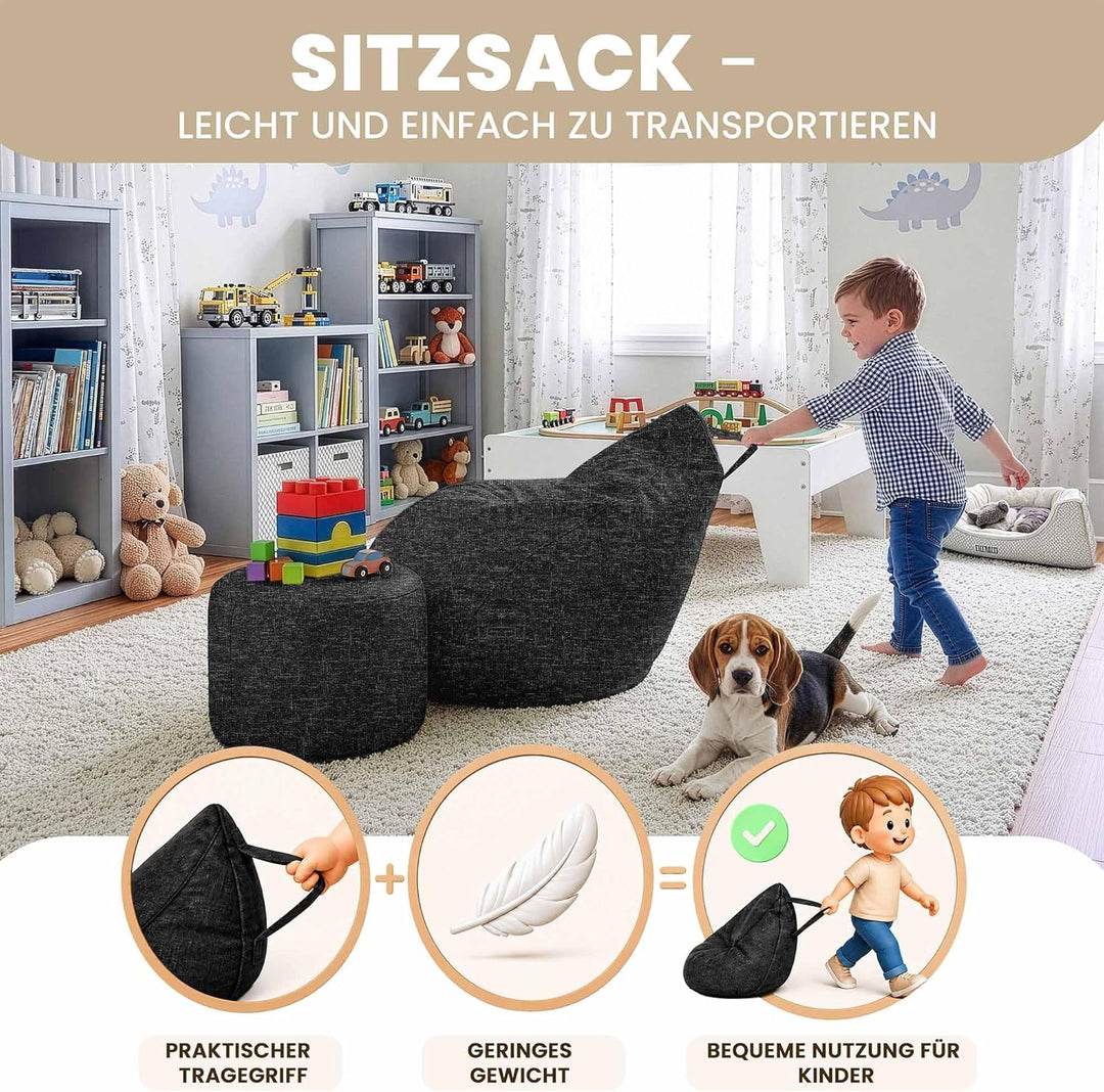 DreamRoots Sitzsack Outdoor Wetterfest - Bean Bag - Oxford 240 g/m² Leinenoptik - 8000 mm Wassersäul