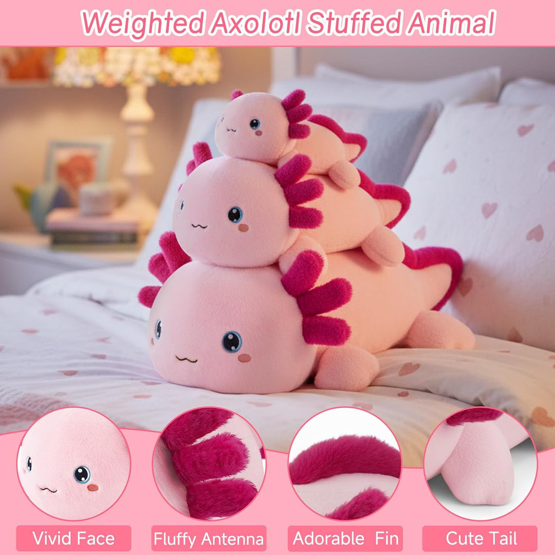 SQEQE Gewichtetes Axolotl Kuscheltier, Weiches Axolotl Plüschtier Kuscheltierkissen mit Gewicht, Nie
