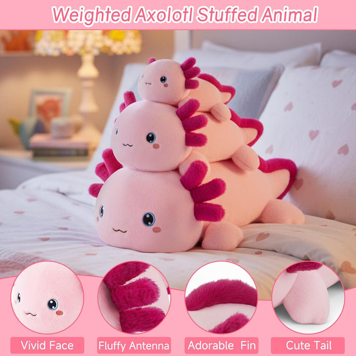 SQEQE Gewichtetes Axolotl Kuscheltier, Weiches Axolotl Plüschtier Kuscheltierkissen mit Gewicht, Nie