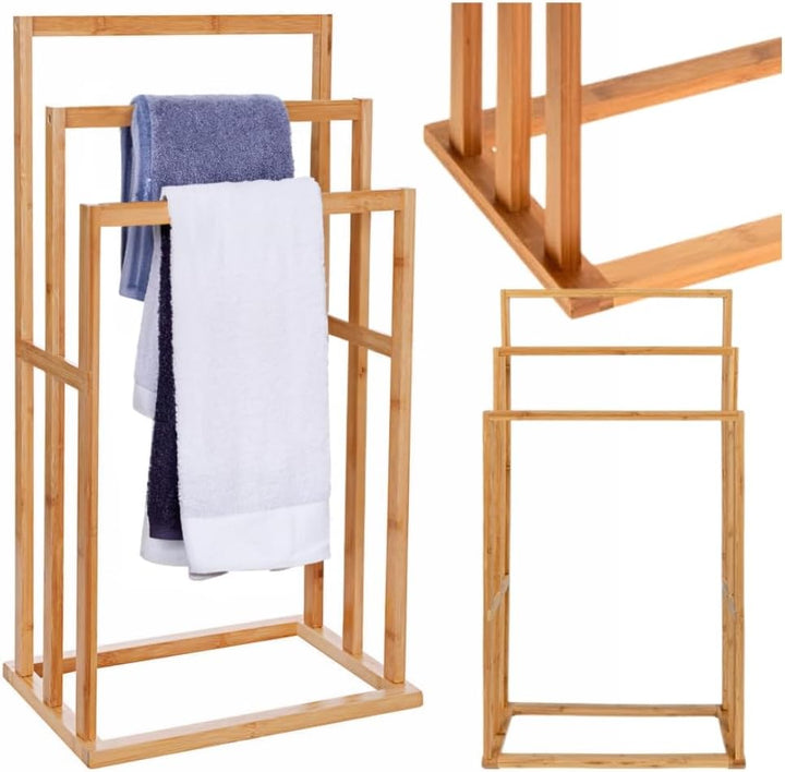 ZOLTA Bambus Handtuchständer Regal 82x55x24 cm feuchtigkeitsbeständig stabil freistehend Badezimmer
