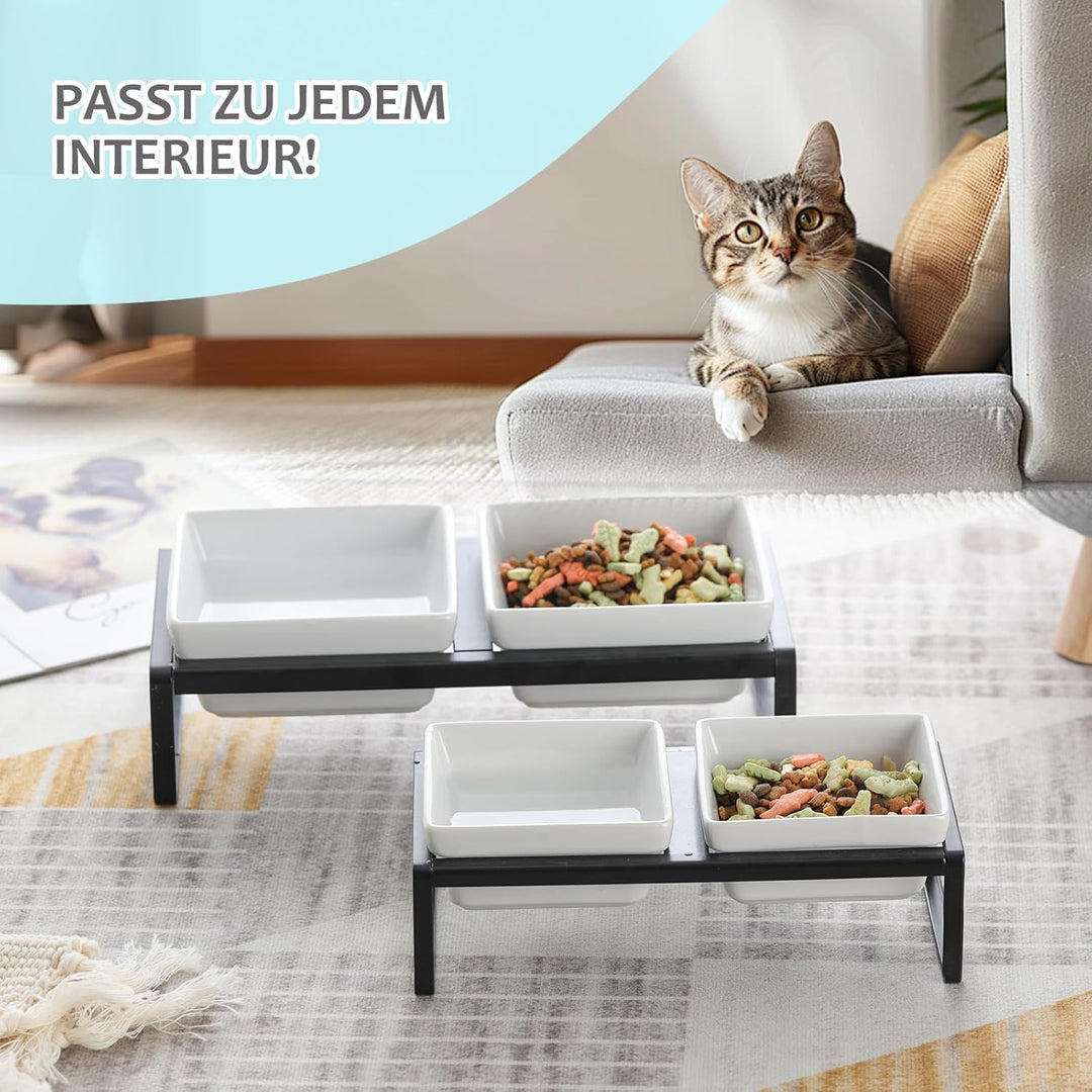 Futternapf Katze Hund Fressnapf Katze Katzennapf Erhöht mit Napf Ständer - Hundenapf Keramik - 2er K