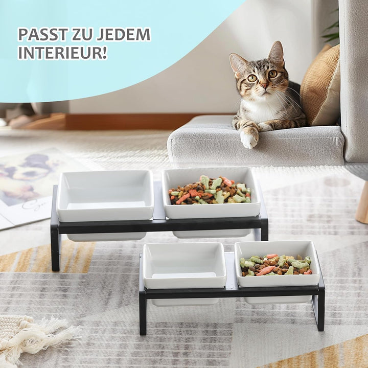 Futternapf Katze Hund Fressnapf Katze Katzennapf Erhöht mit Napf Ständer - Hundenapf Keramik - 2er K