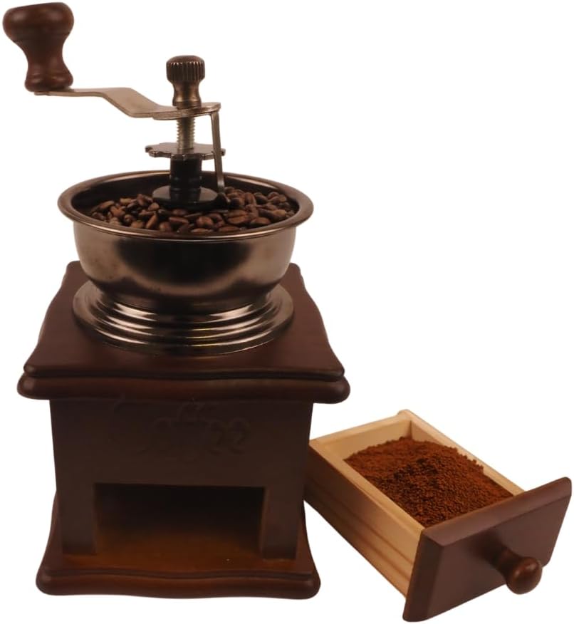 Kaffeemühle Holz manuell Retro Kaffeemühle im rustikalen Stil Handmühle für frischen Kaffee
