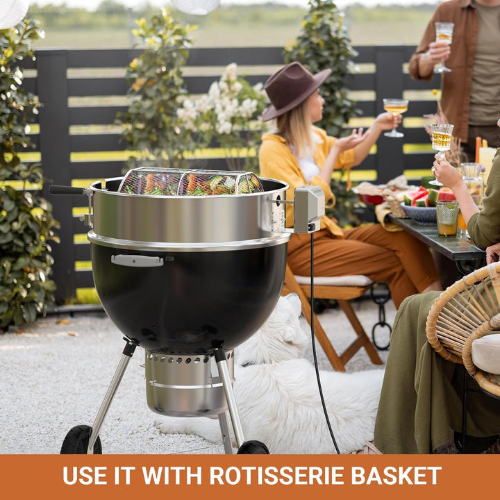 onlyfire Upgrade Edelstahl Grillspiess Set für Weber 57cm Kettle Holzkohlegrill, Inkl. Kohlekörbe un