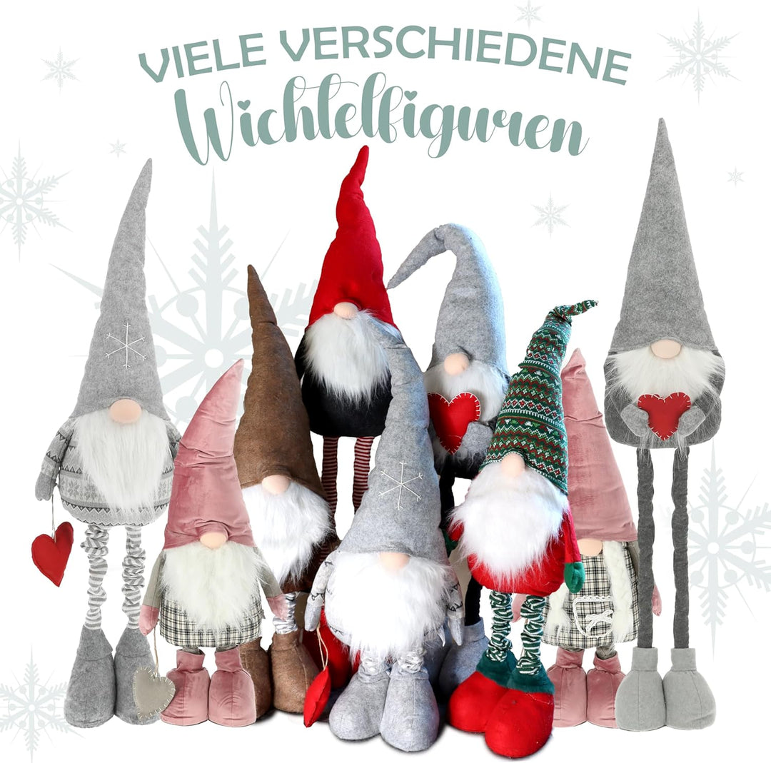CREOLOGIC XXL-Wichtel Figur 130 cm · Wichtel Teleskopbeine · Weihnachtsdekoration Wichtel · Nordic W