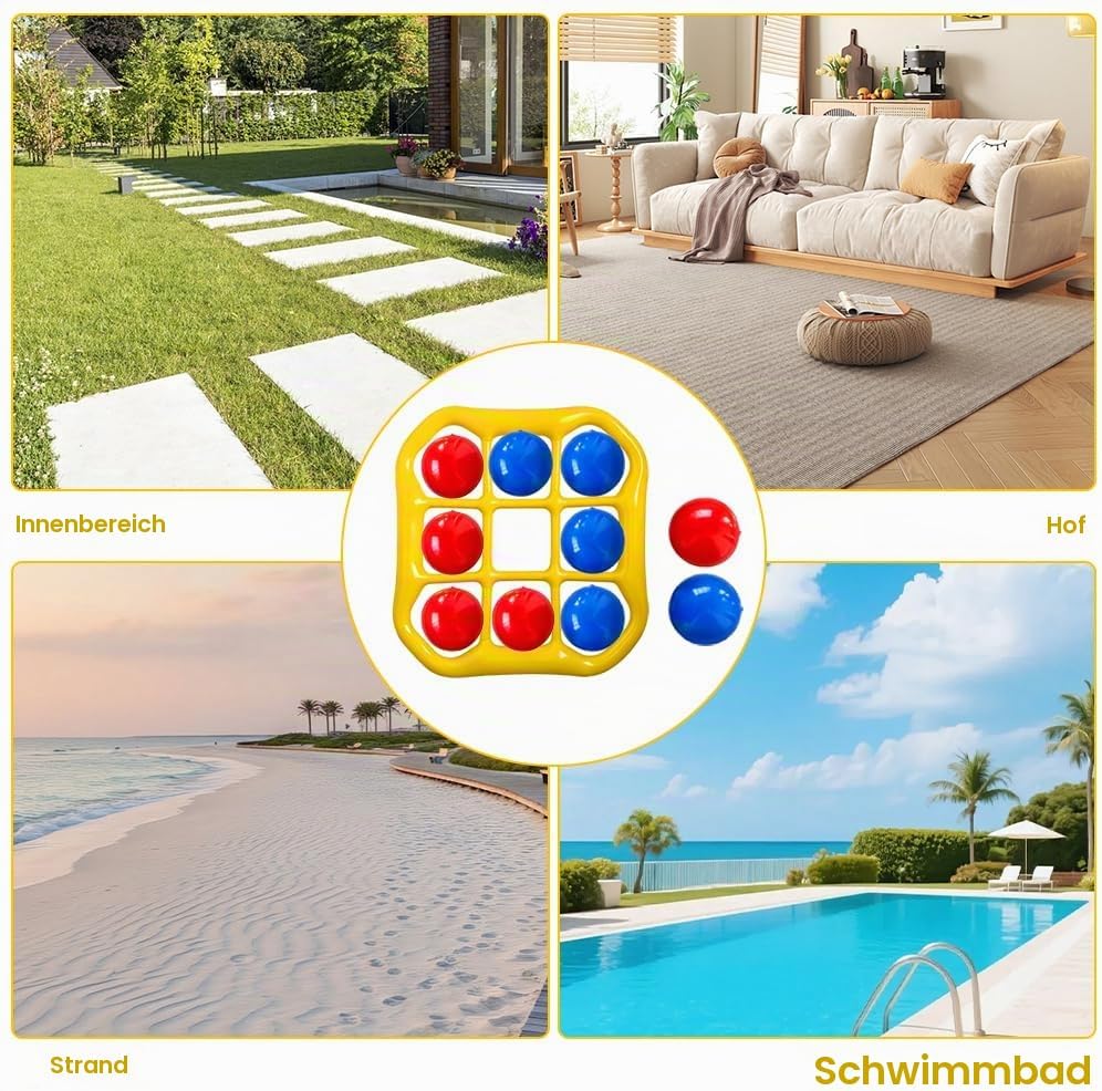 Aufblasbares Wasserspielzeug Set, Tic Tac Toe Pool Spielzeug, 9-Kästchen-Gitter-Wasserspielzeug mit
