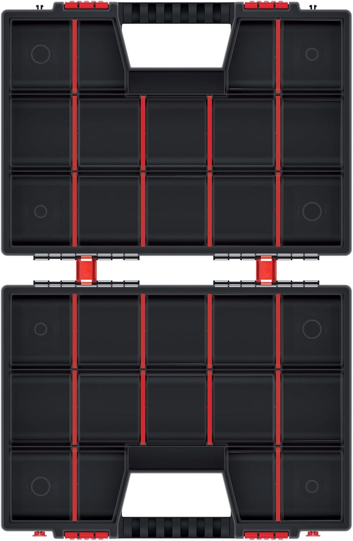 Mivos Doppelseitig Sortimentskasten 390 x 290 x 130 mm mit 30 Verstellbare Fächer - 2 Seitig Sortier