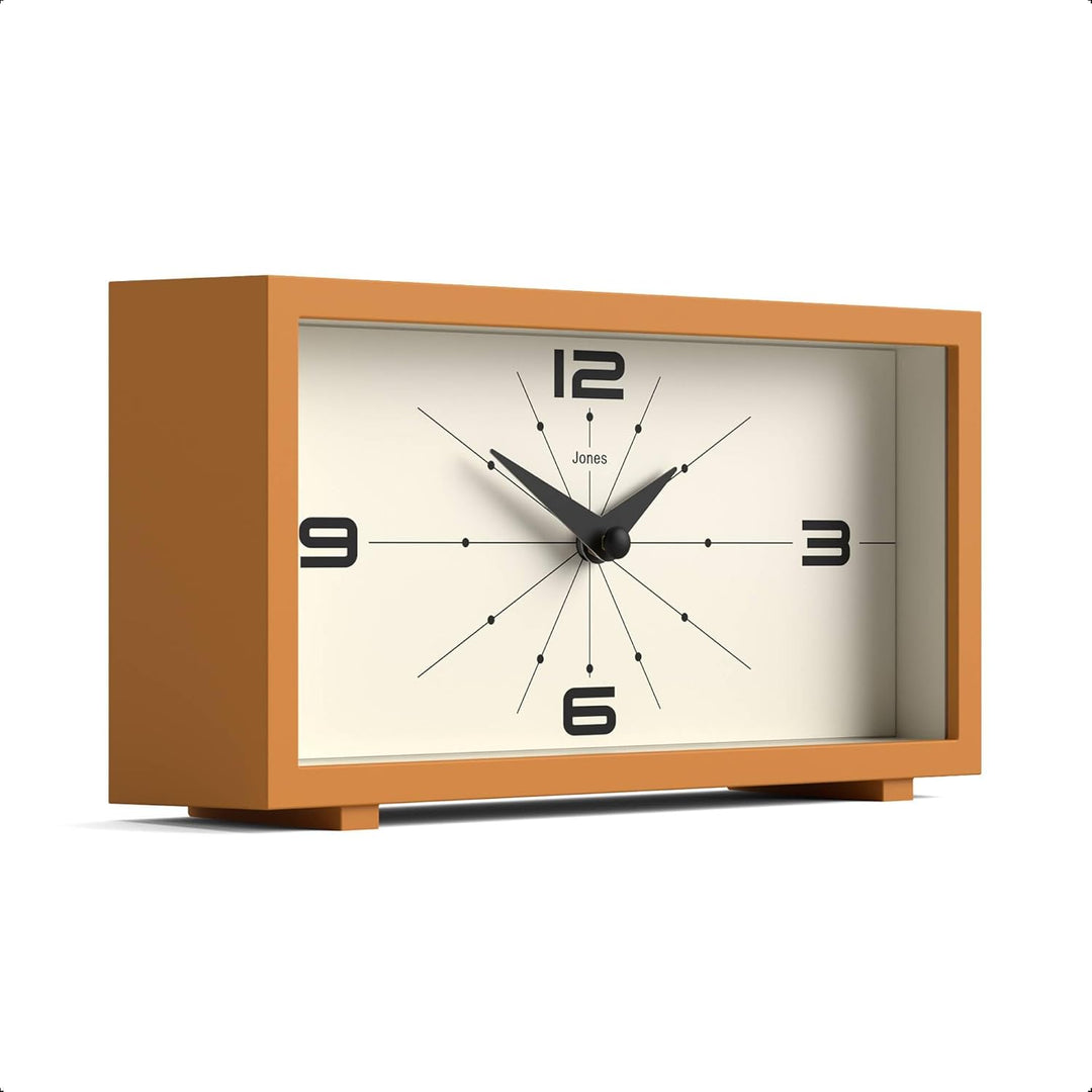 JONES CLOCKS® Odeon schreibtischuhr | Modernes rechteckiges Design | Senfgelb | Stilvoller retrolook