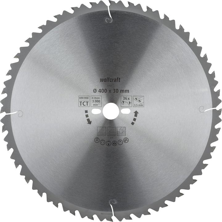 wolfcraft Tischkreissägeblätter Serie grün I 6668000 I Schnelle, mittelgrobe Schnitte ø400mm, ø400mm