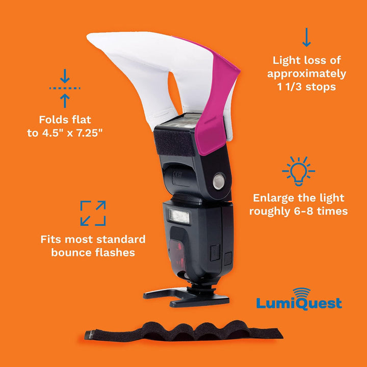 LumiQuest Flash Pocket Bouncer,  Flash Diffuser with UltraStrap Bundle, Universal Classic Design for