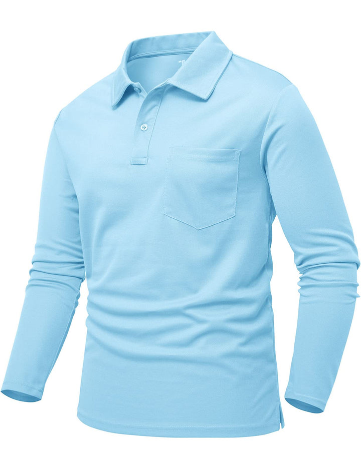 donhobo Poloshirt Herren Langarm Golf Shirts Atmungsaktiv Schnelltrocknend Army Polo T-Shirts Outdoo