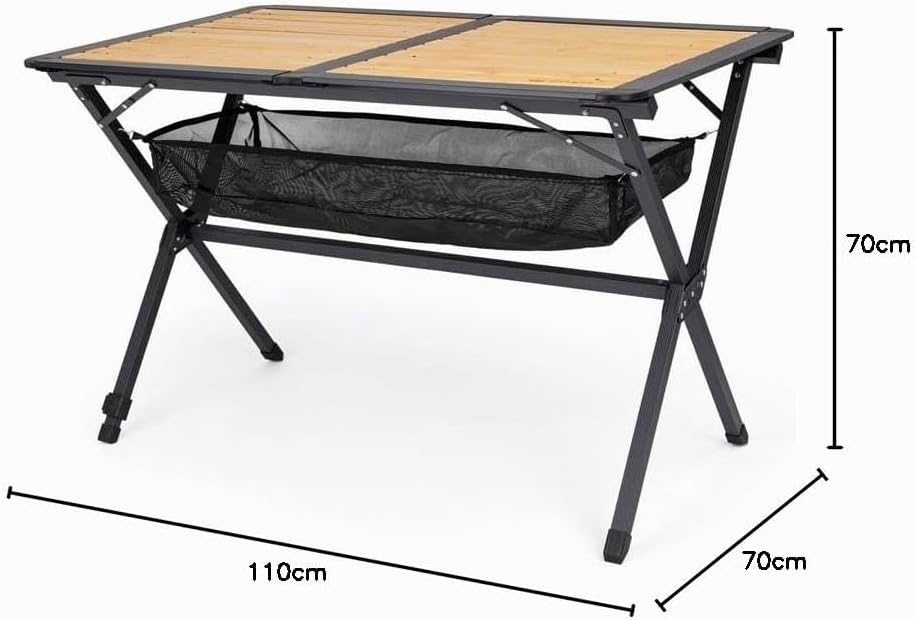 BERGER Alu-Bambus Rolltisch │Markttisch Klapptisch Beistelltisch Gartentisch Campingtisch leicht &amp; w
