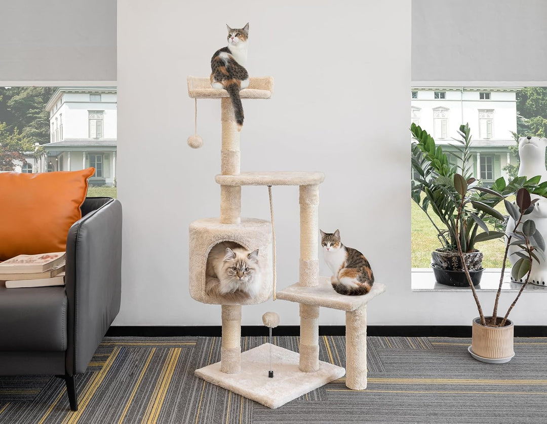 Kratzbaum, 112 cm Katzenbaum Stabil Katzenkratzbaum Klein, Aktivitätskratzbäume mit Kratzsäule Gross