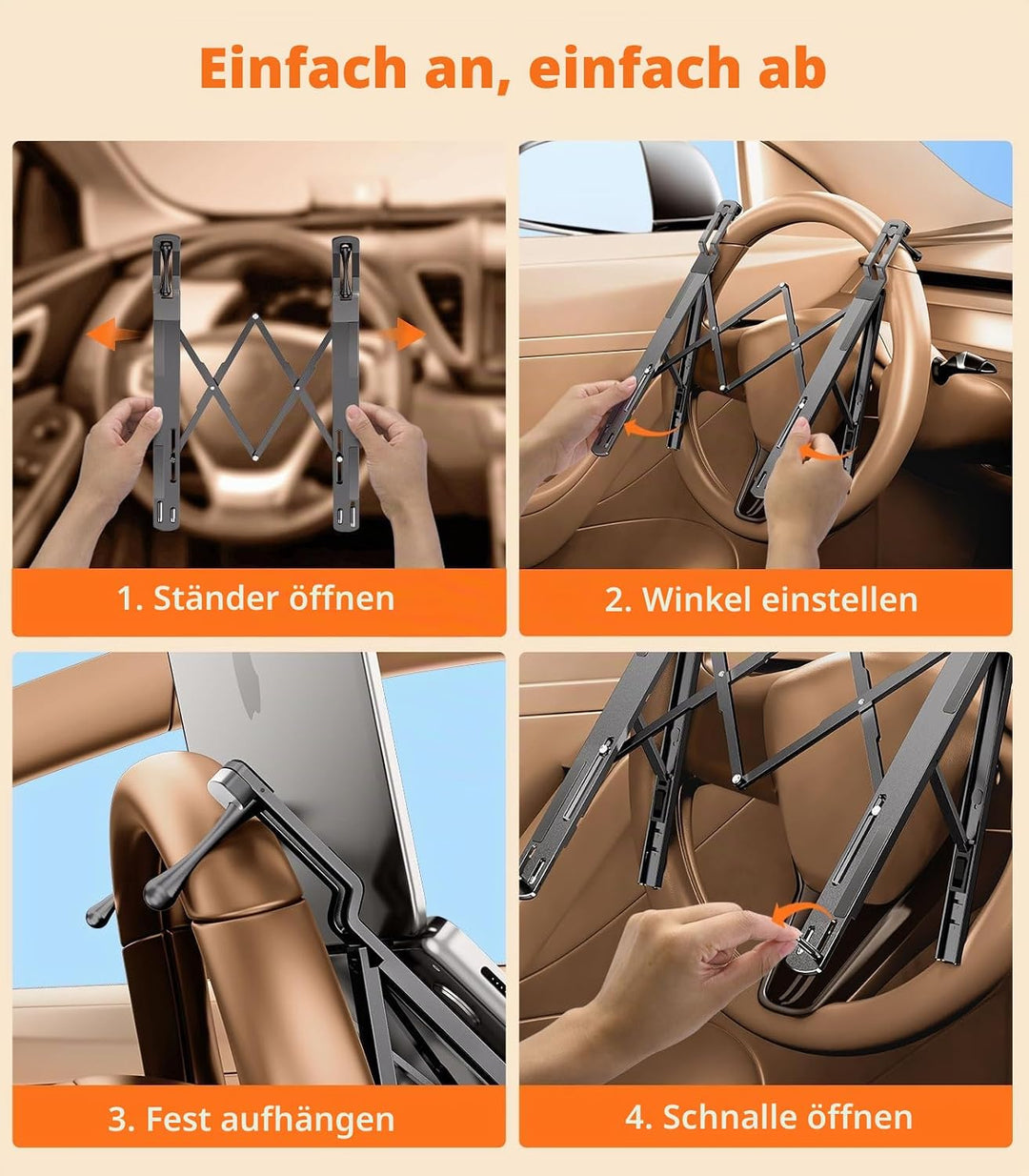 Auto Laptop Halterung Lenkrad Tablett Halter Höhenverstellbar Auto Schreibtisch für Laptop Computer