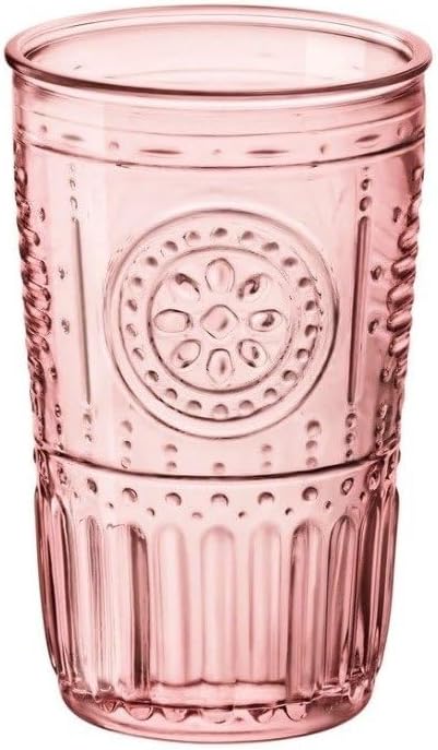 Bormioli Rocco Romantisches Set mit 4 Kühlgläsern, 473 ml, farbiges Kristallglas, Zuckerwattenrosa,