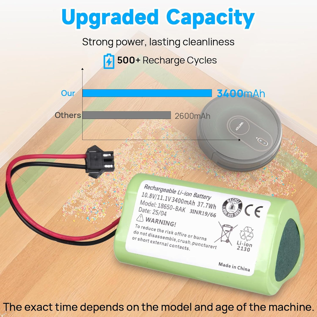 3400 mAh Akku Kompatibel mit Vactidy T6, T7, T8 Roboterstaubsauger, Kompatibel mit Vactidy LS001-02