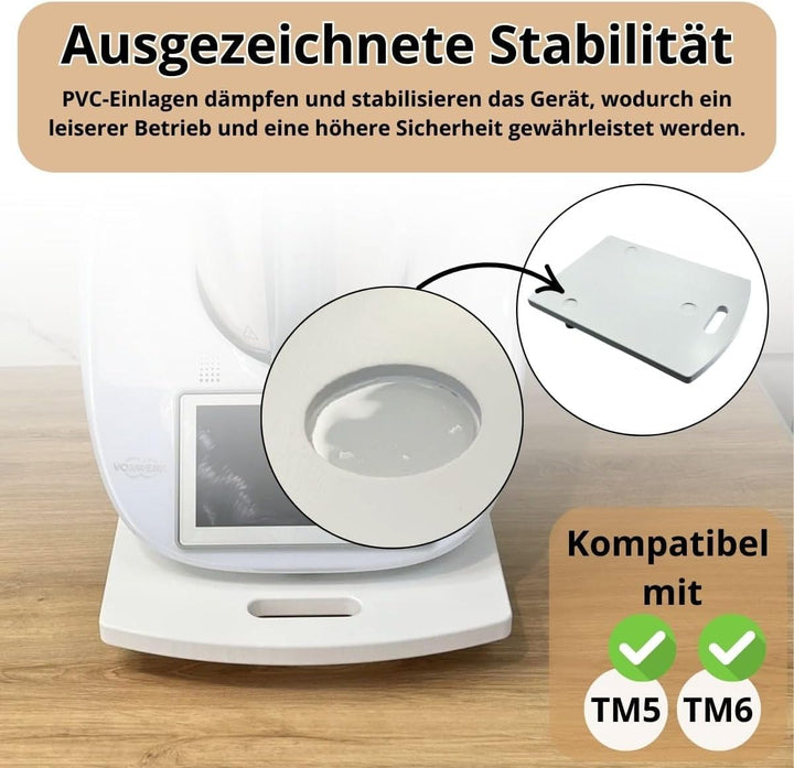 STAFECO® Gleitbrett für Thermomix Holz 100% TM6 TM5 Zubehör Rollbrett Slider müheloses Verschieben &