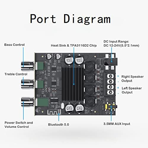 ZK-1002T Bluetooth 5.0 Verstärkerplatine, 2 X 100 W Zweikanal HiFi Subwoofer Audioverstärker, Digita