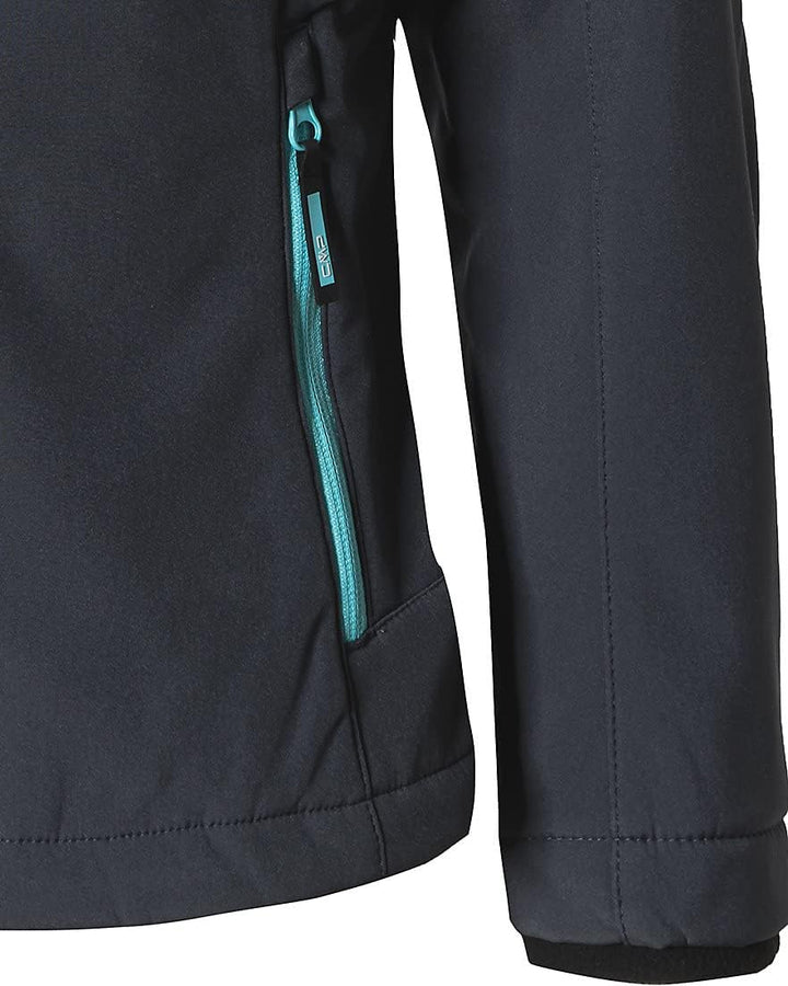 CMP Mädchen Softshelljacke für Kinder KID G JACKET FIX HOOD 128 Titan-Wasser, 128 Titan-Wasser