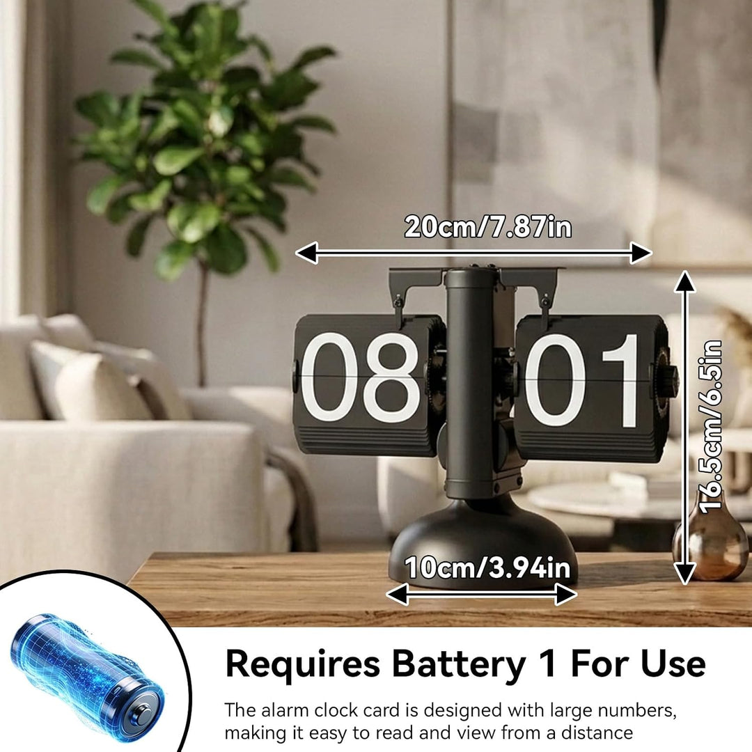 HERCHR Automatische Flip Deskuhr Mechanische Retro, Digitale Flip -Down -Uhr Grosse Zahlenbatterie b