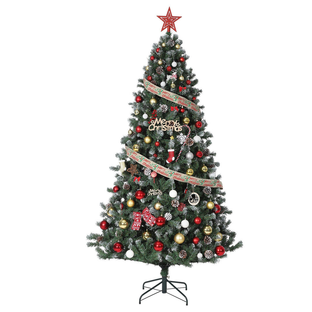 Künstlicher Weihnachtsbaum Mit Schnee-Effekt & LED-Beleuchtung 180 cm Weihnachtsbaum Mit Warmweissen
