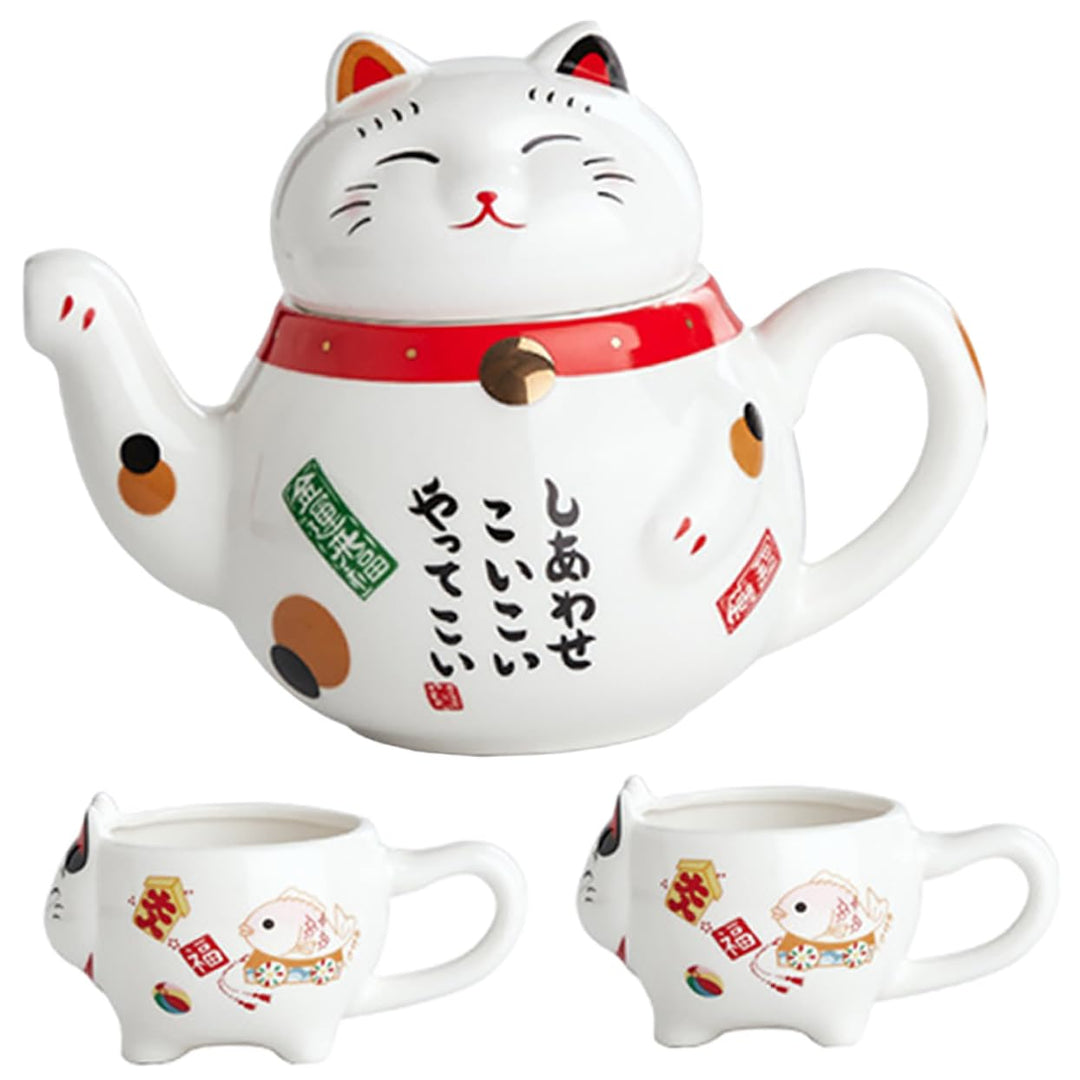 Keramik Lucky Cat Teekanne Mit Tragbares Chinesisches Tee Hochwertigem Material Kreatives Maneki Mot