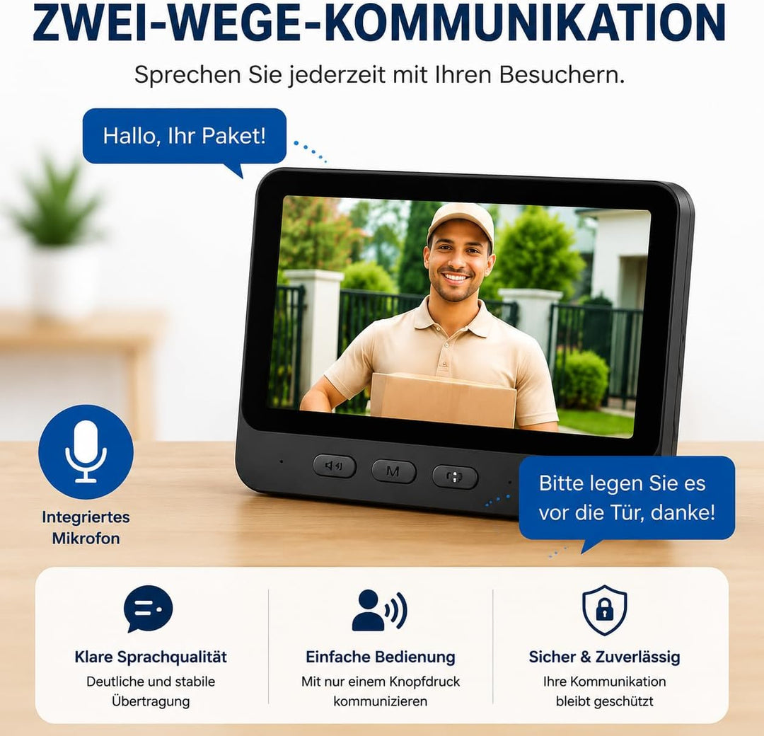 TKMARS Türklingel mit Kamera 1080P Videotürklingel Funkklingel mit Kamera IP65 Wasserdicht Smarte Tü