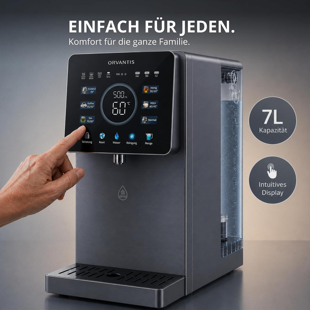 Premium Auftisch Osmoseanlage Trinkwasser – Umkehrosmoseanlage mit UV-Licht, filtert 99% Schadstoffe