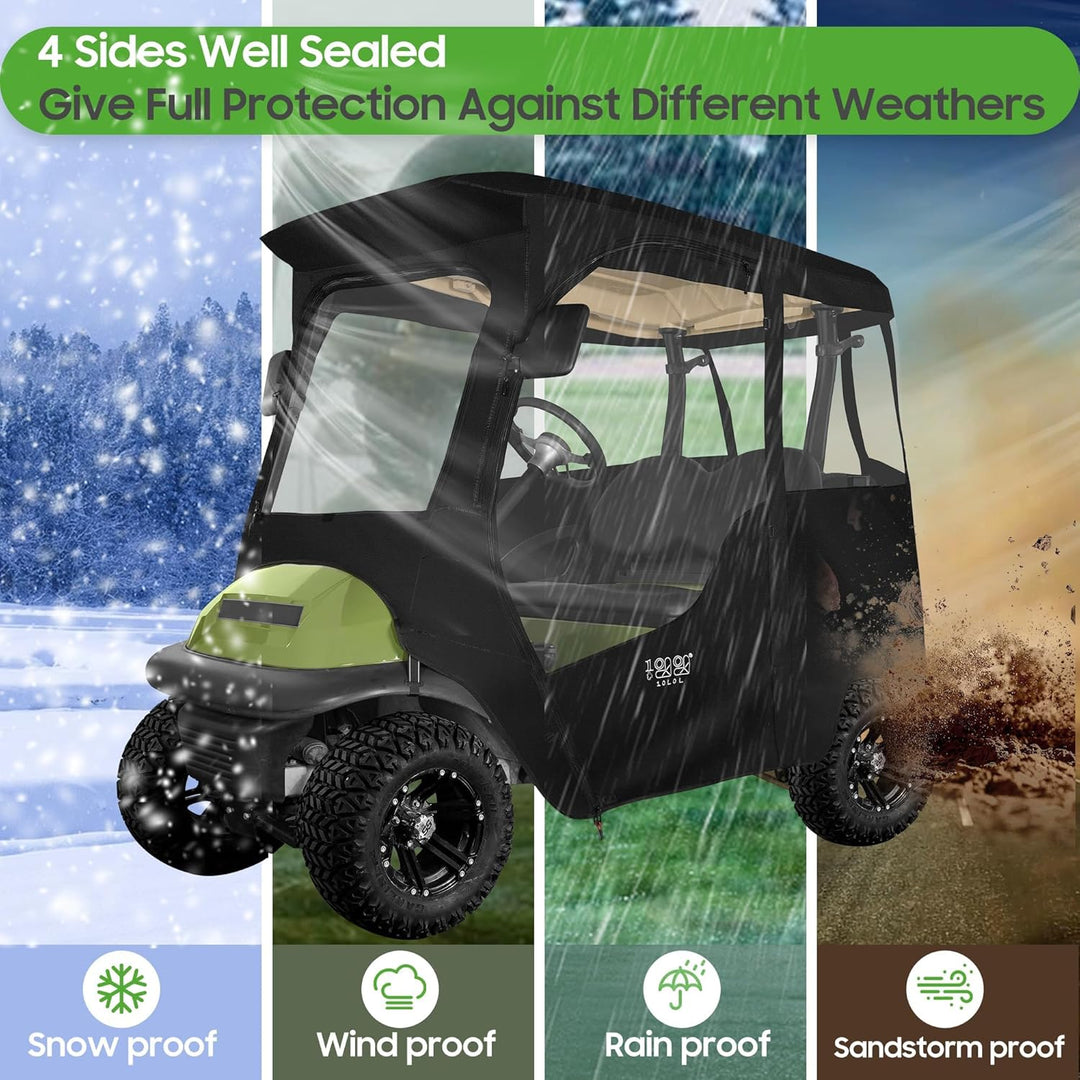 10L0L Golf Cart Deluxe Enclosure für 2 Passagiere Club Car Precedent & Temo,600D Winddicht Wasserdic
