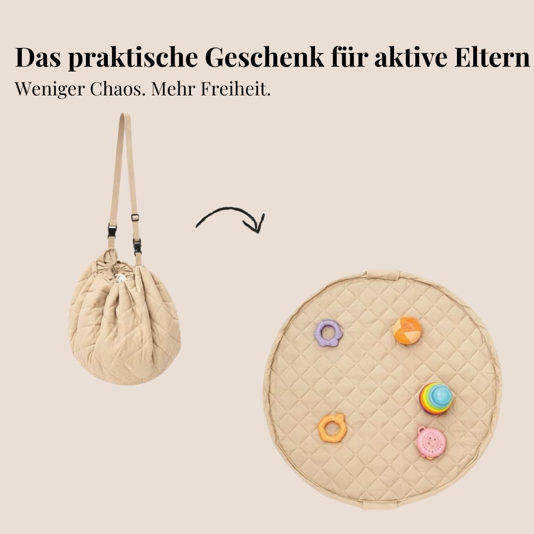 Baby Krabbeldecke Rund 110 cm – Extra Weich & Dick Gepolstert, Waschbar & Schadstofffrei, Spieldecke