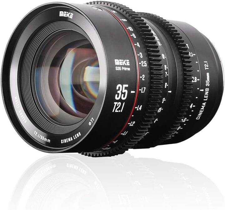 MEKE 35mm T2.1 Super 35 Prime Manueller Fokus Kino-Objektiv für EF-Mount Cine Kamera, kompatibel mit