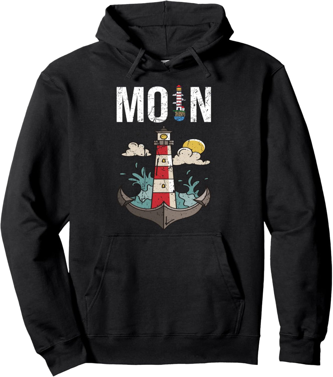 Moin - Digga Spruch Meer See Norddeutsch Leuchtturm vintage Pullover Hoodie