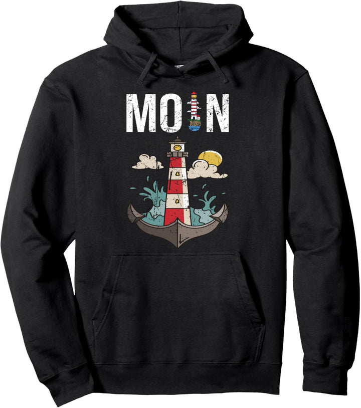 Moin - Digga Spruch Meer See Norddeutsch Leuchtturm vintage Pullover Hoodie