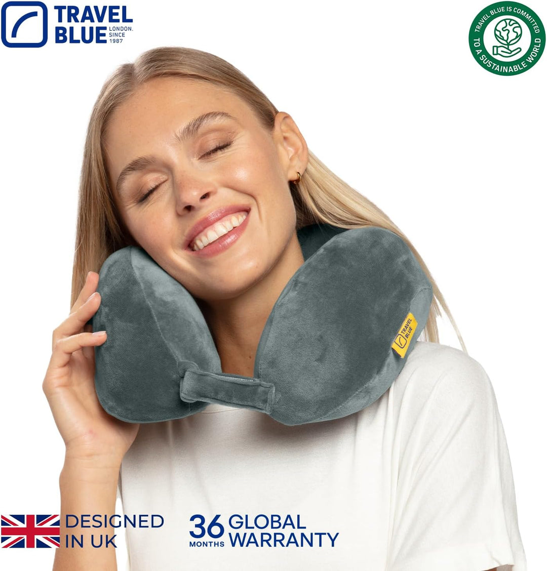 Travel Blue Reisekissen Memory Foam - Bequemes Memory Foam Kissen mit weichem Bezug, hervorragende K