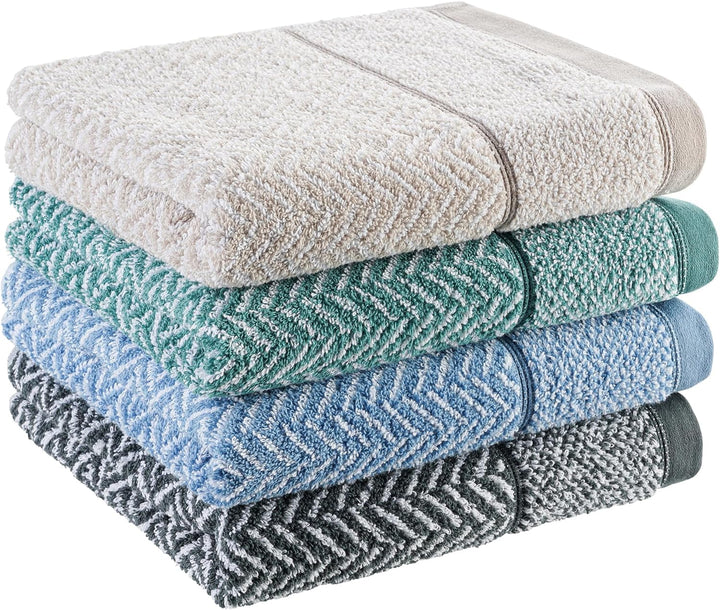 herzbach home Duschtuch 2er Set 100% Baumwolle 70x140 cm Gemustert, anthrazit 2 Duschtücher 70x140 c