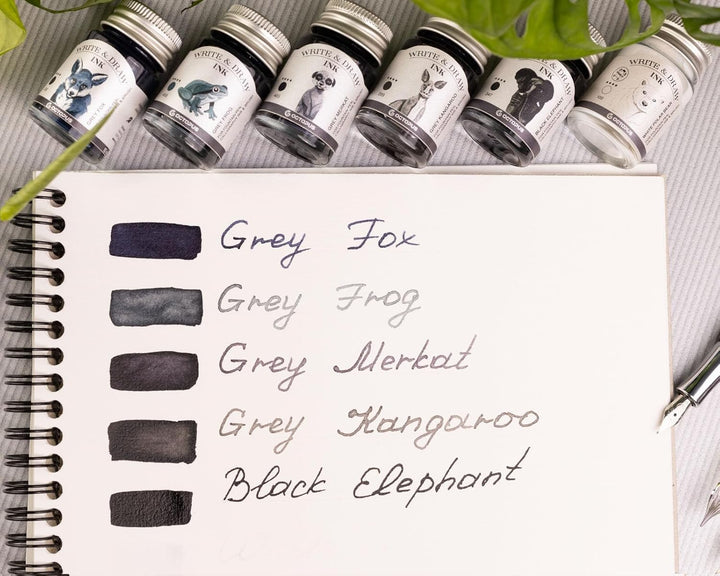 Octopus Write and Draw Ink Set BASIC GREY, wasserfeste Tinte zum Schreiben und Zeichnen, Kalligraphi